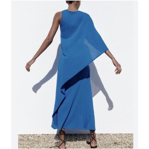 ZARA Limited Edition Cape Knit Maxi Dress in Blue - Picture 5 of 6